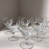 Set of 10 Saint Louis faceted crystal wine glasses