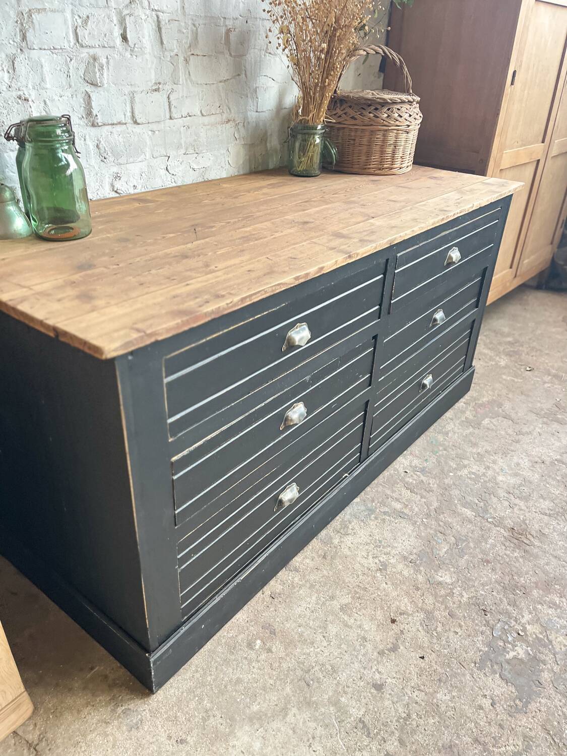 Old trade furniture with black patina