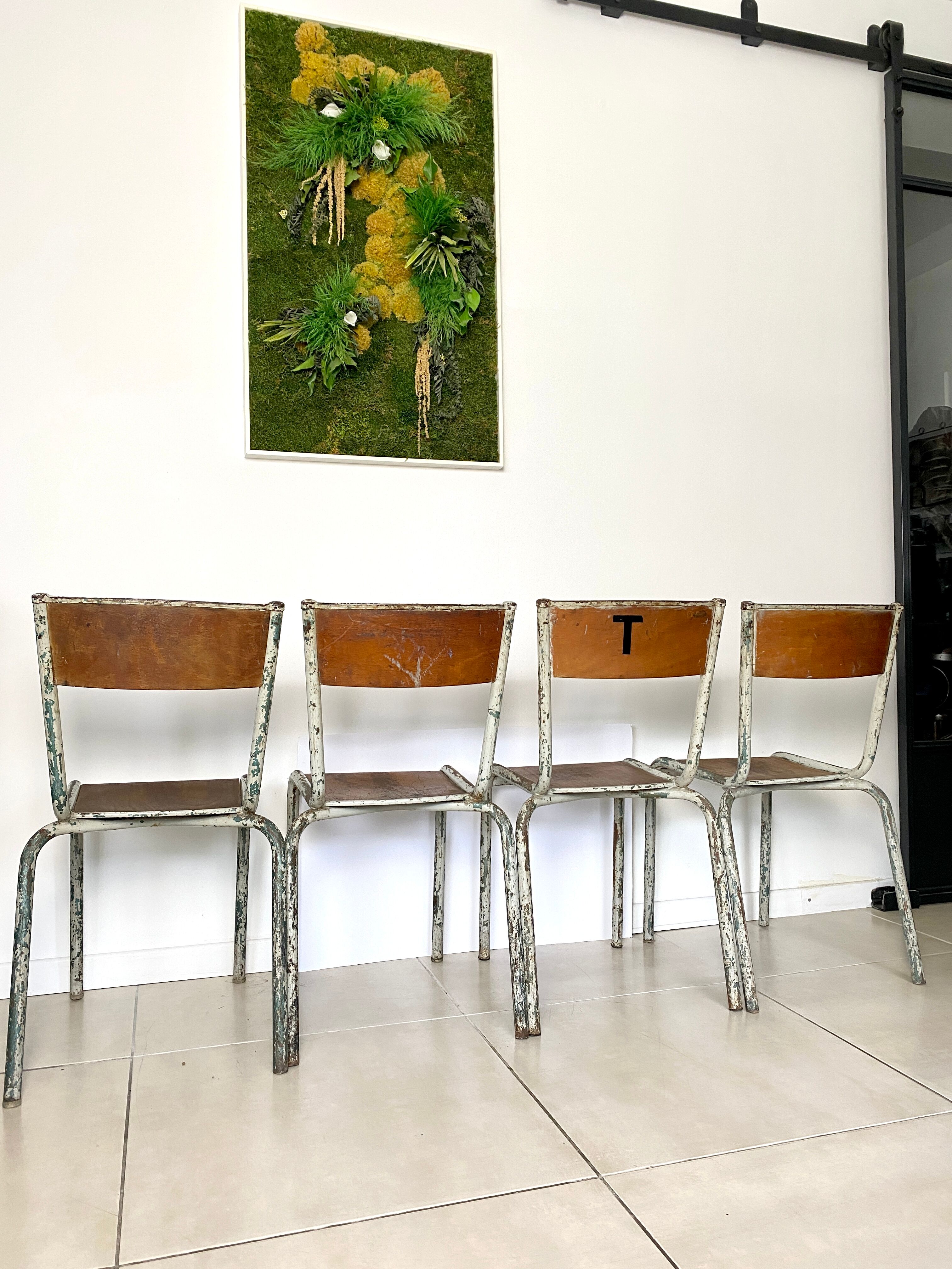 Set of 4 vintage school chairs