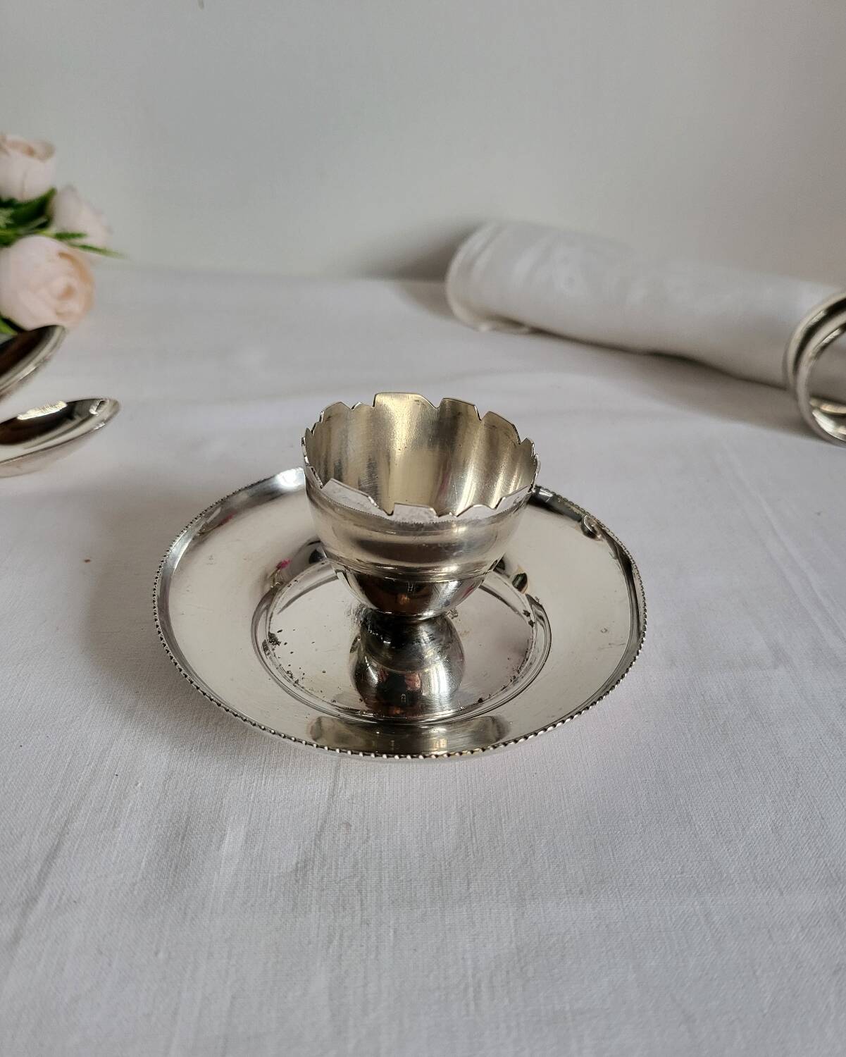 Silver-plated egg cup