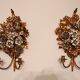 Hand-forged gilded silver-plated candle wall lamps by S. Salvadori