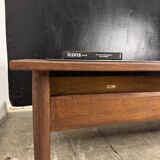 Vintage oak and slate coffee table