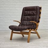 1970s, Danish design by Farstrup, set of 2 armchairs, furniture leather.