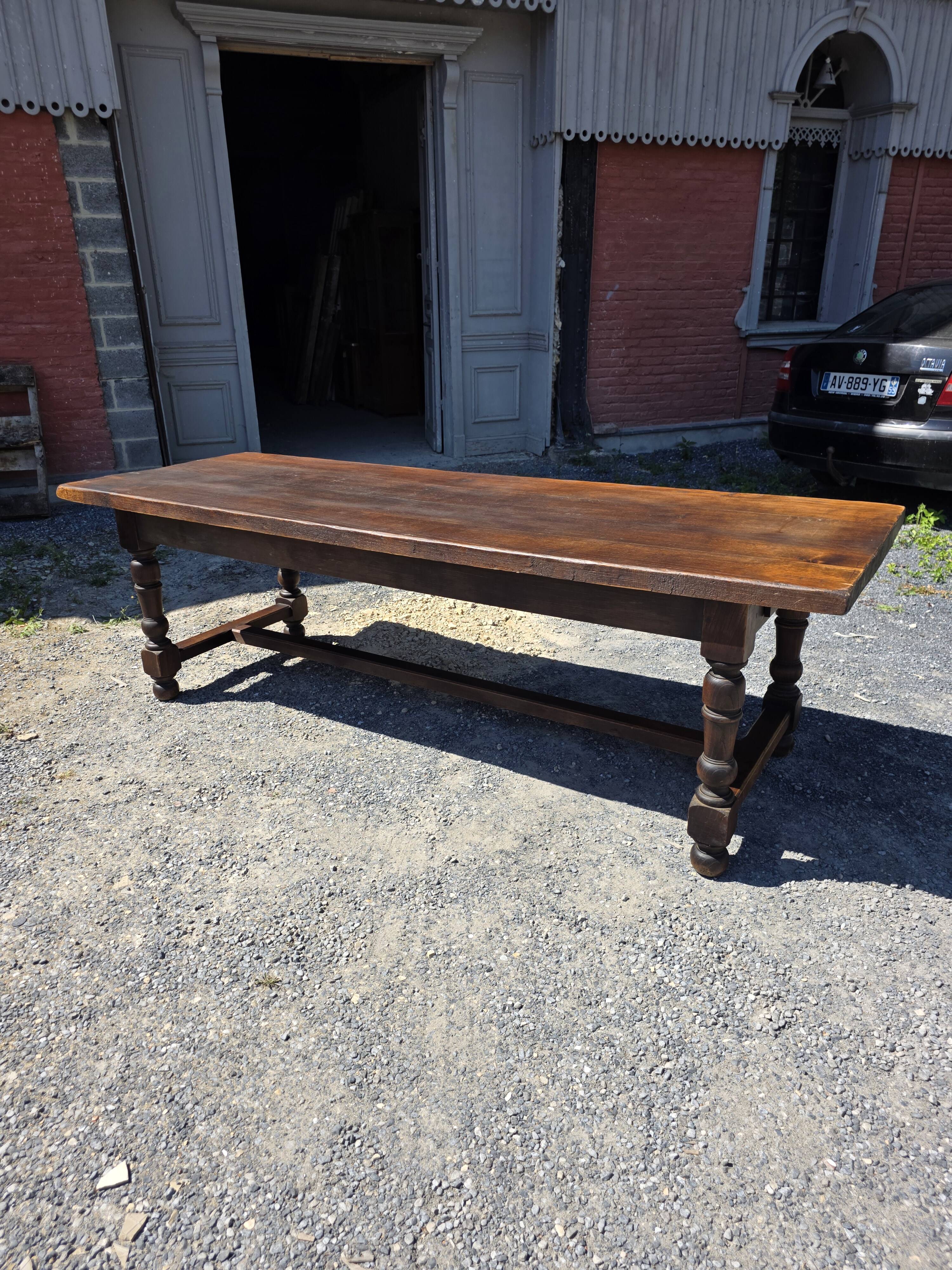 Table de ferme en chêne massif,  250 × 87cm
