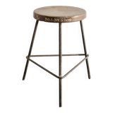 French Mid Century Wooden & Iron Stool by Pierre Jeanneret, 1950s