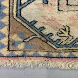 Old Turkish Milas Rug 212x122 cm old vintage carpet Ushak Region Pink Beige Blue