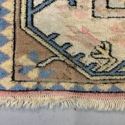 Old Turkish Milas Rug 212x122 cm old vintage carpet Ushak Region Pink Beige Blue
