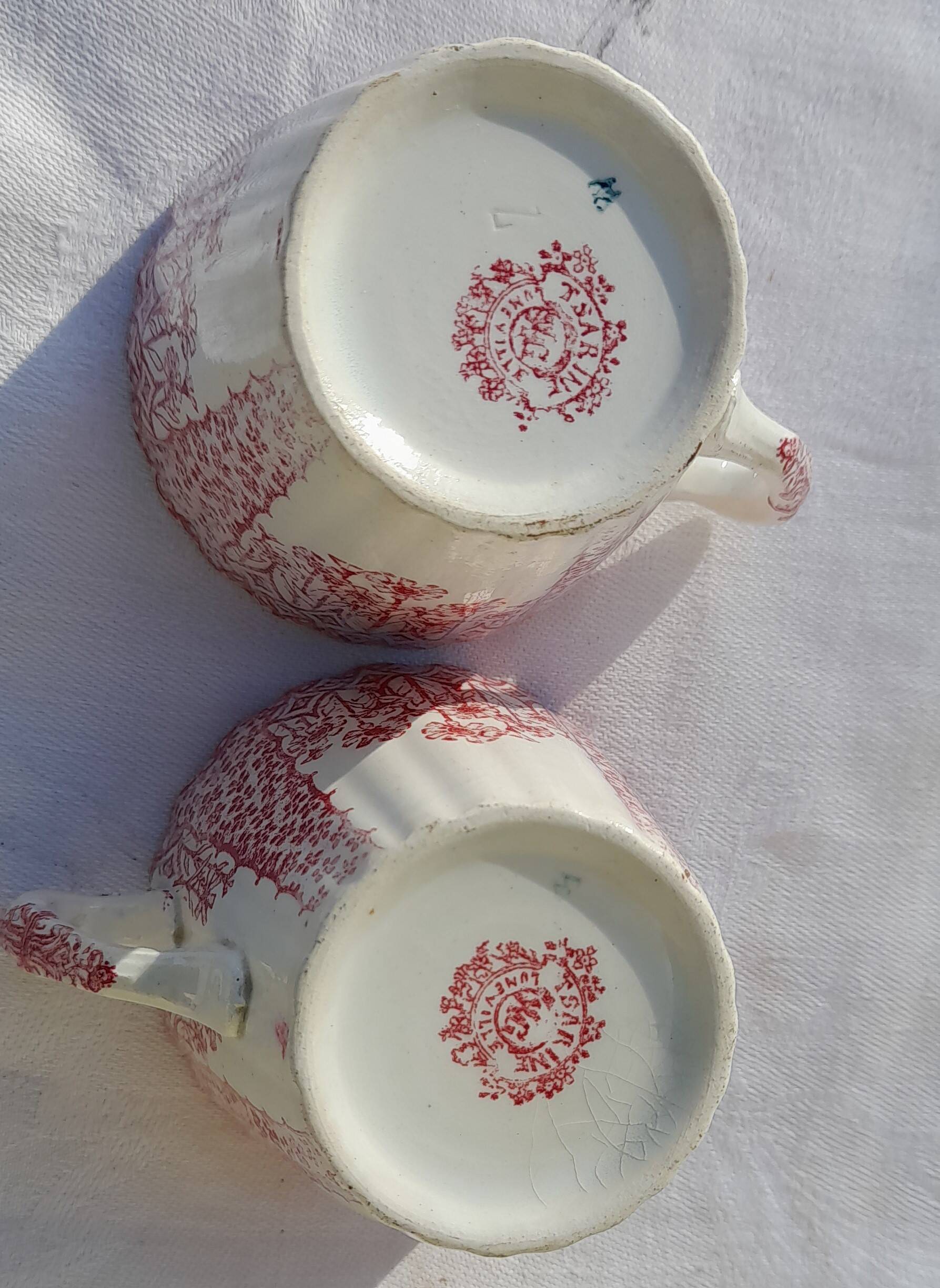 2 Lunéville earthenware coffee cups Tsarine model