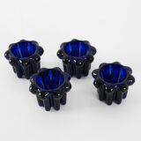 Set of cobalt candle holders, French design, 1970s, manufactured in Reims