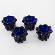 Set of cobalt candle holders, French design, 1970s, manufactured in Reims