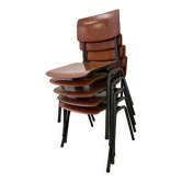 Set of 5 Marko school chairs wood and black steel Netherlands 70s