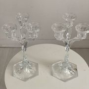 Pair of three-branch candlesticks in Arques crystal
