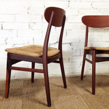Pair of danish chairs in teak and braided rope