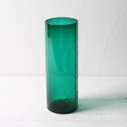 Green Mid-century Glass Vase Ek with Plant Pattern / Björkshults Glasbruk