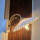 Pair of wall sconces in brass and wavy opaline glass
