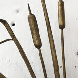 Gold metal reeds flowering wall light