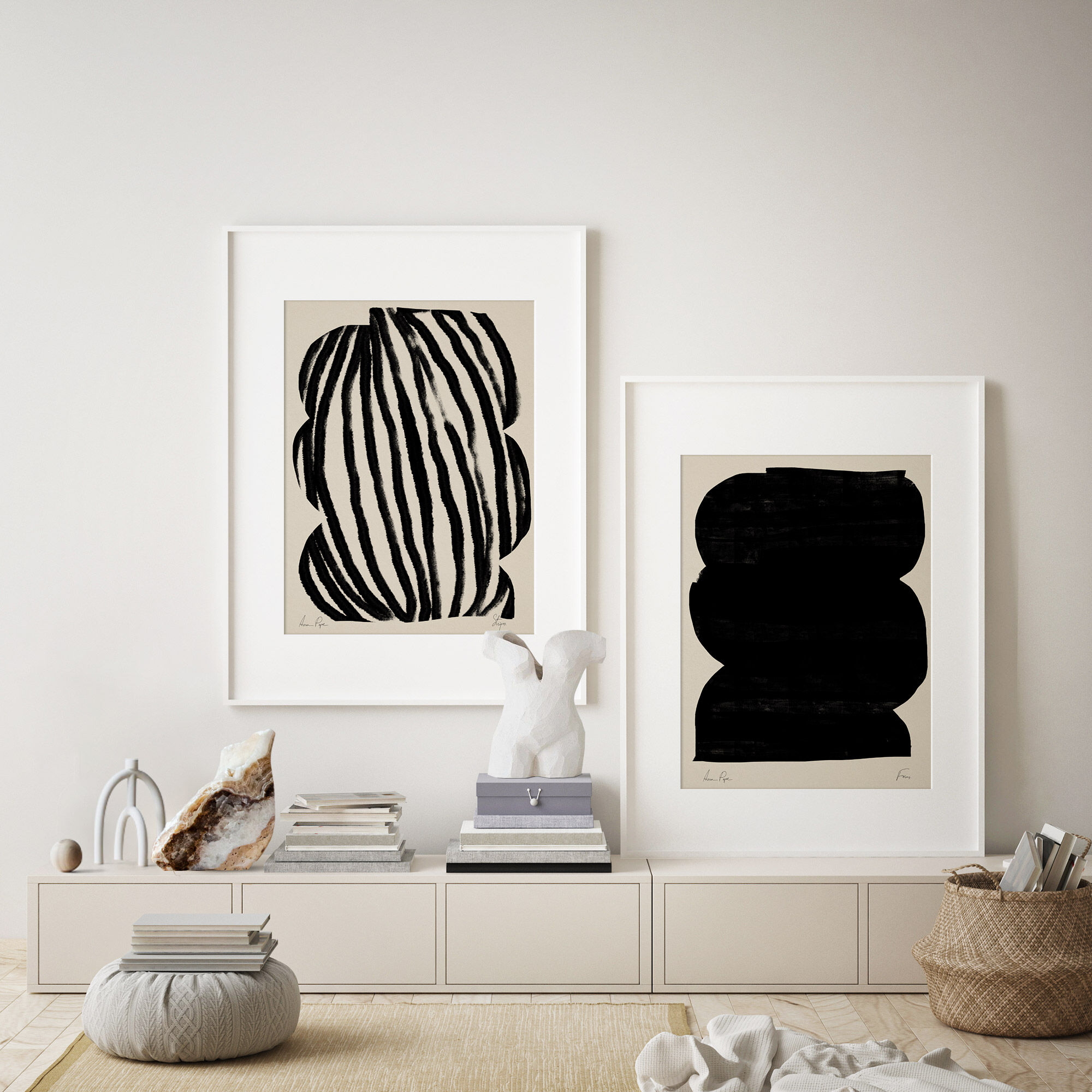 Paire d’estampes giclées ensemble d’art mural abstrait de deux, 50x70cm