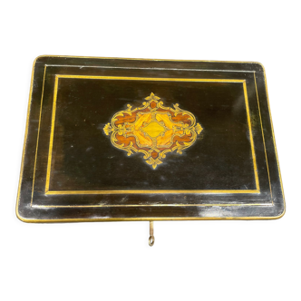 Boîte Napoléon III, bois précieux, laiton, placage d'ébène noirci, palissandre, chêne, clé