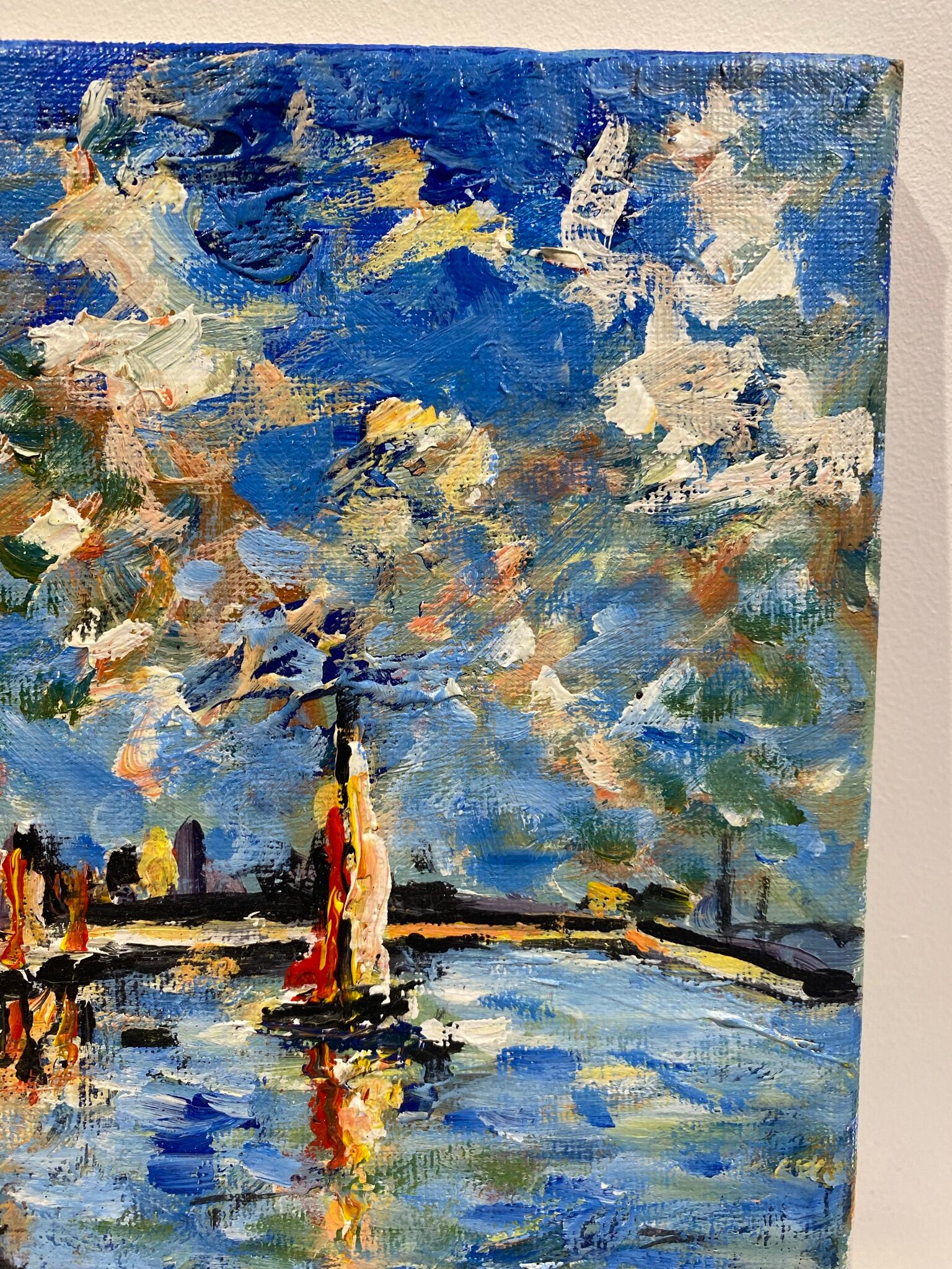 Old painting, Marine, signed XX century