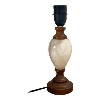 Pied de lampe albâtre et bois