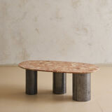 coffee table in terracotta marble and steel