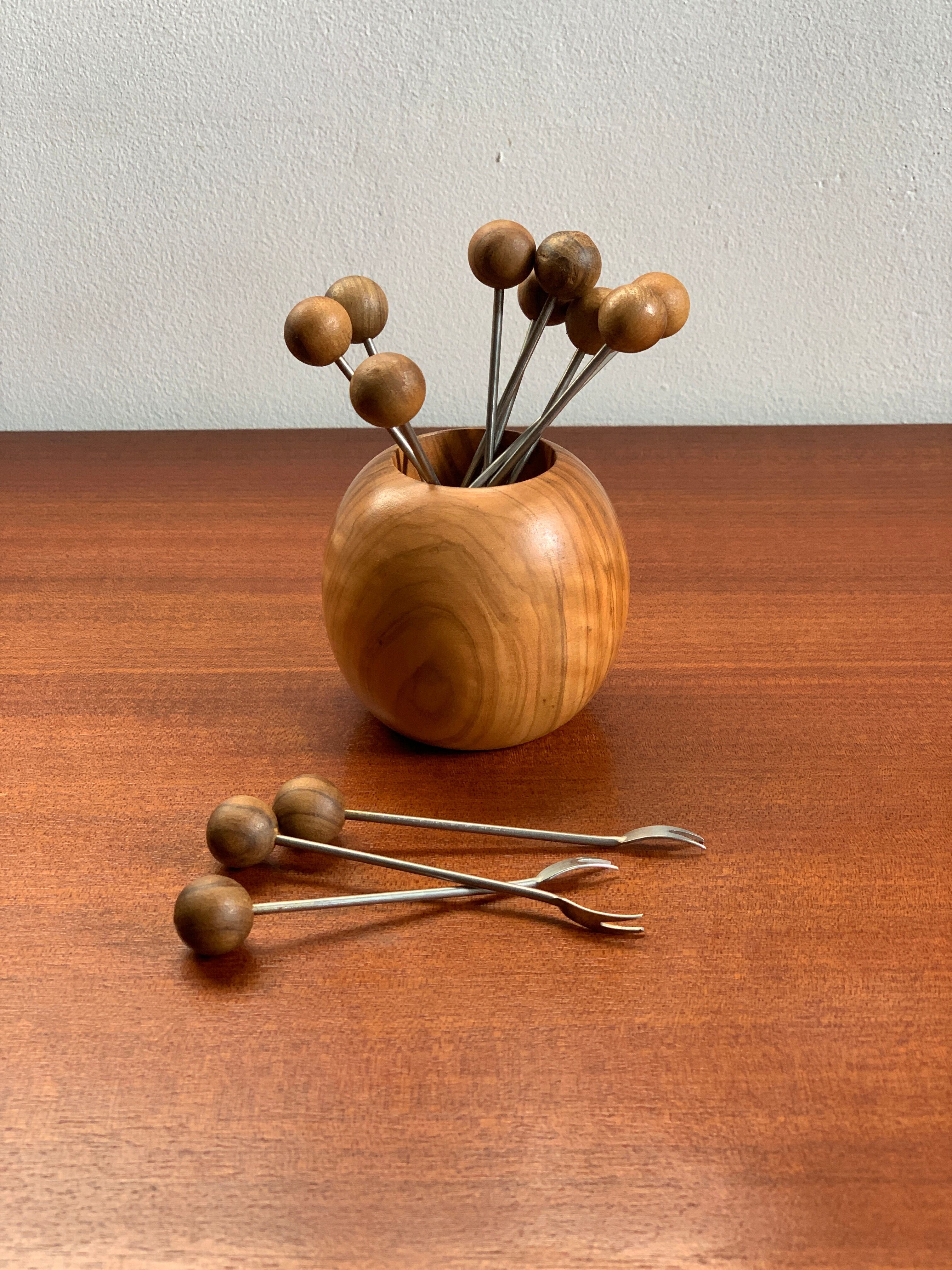 Vintage wooden aperitif picks