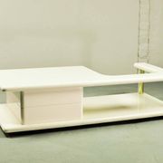 White High Gloss Free Form Italian Design Coffee Table w. Brass Accents 70s