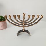 Art Deco Hebrew Candlestick Menorah with 9 Branches