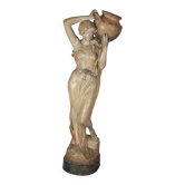 Ceramic sculpture Woman and opal belt jug Goldscheider circa 1900, 60 cm C155