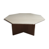 Table basse travertin vintage octogonale