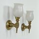 Pair of vintage wall lights, Maison Jansen, brass and opaline, France, 1960.