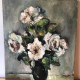 Oil on canvas, bouquet, Pierre Papillaud