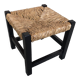 Black wood foot rest stool & vintage mulched seat