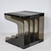 Rack à disques en vinyle de l'ère spatiale en acrylique fumé, années 1970