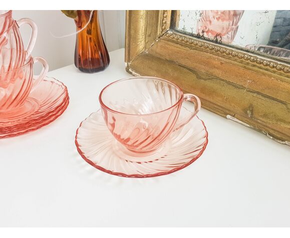 Lot Of 4 Cups Pink Depression Glass Breakfast Subcups Rosaline Arcoroc Luminarc Selency Lot Of 4 Cups Pink Depression Glass Breakfast Subcups Rosaline Arcoroc Luminarc Selency
