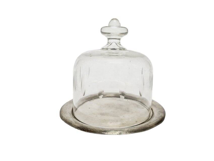 Art Nouveau bowl with crystal cake cover, Germany, 1920s, set of 2