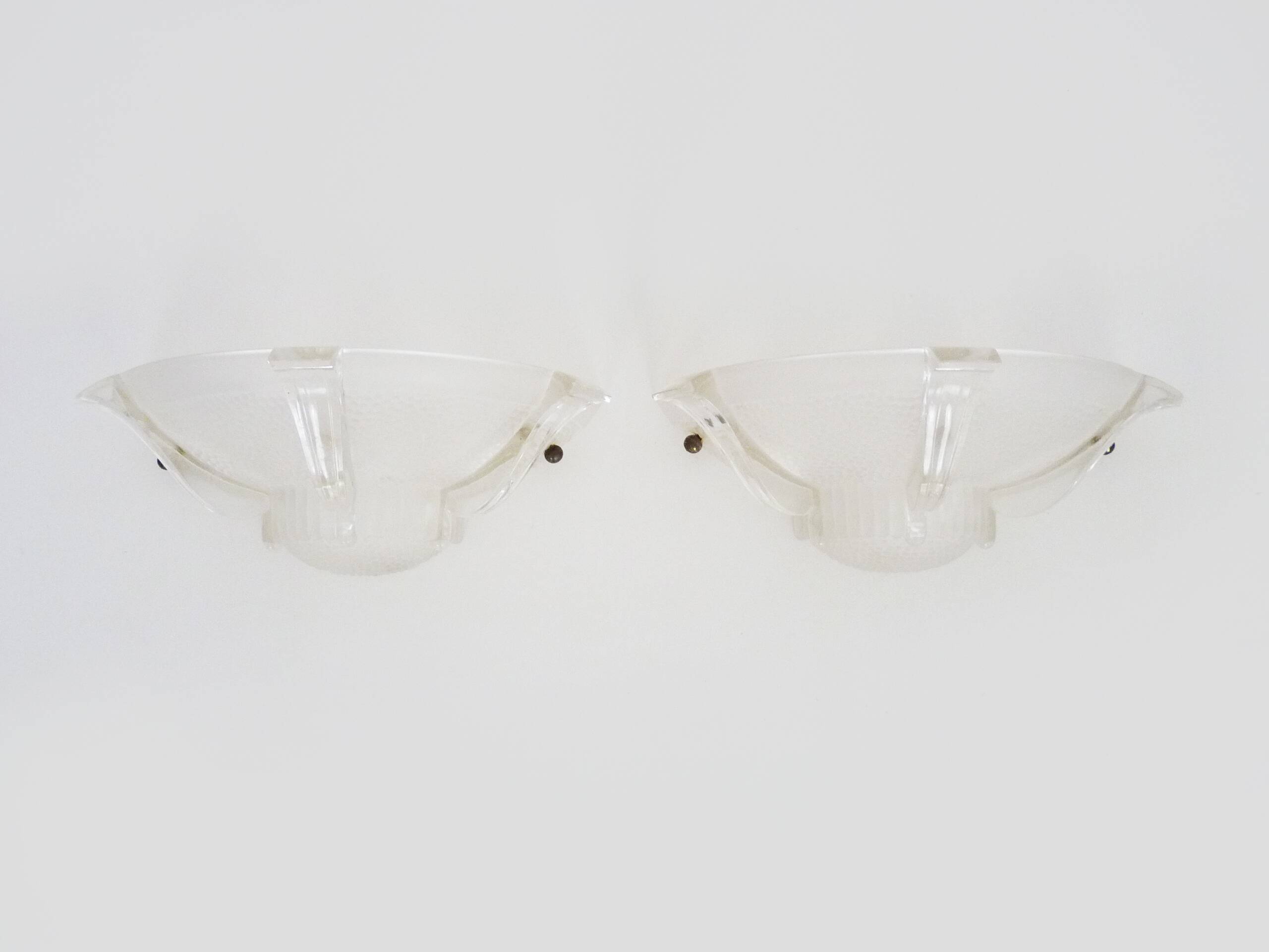 Pair of Ezan style glass wall lights from the 30s and 40s