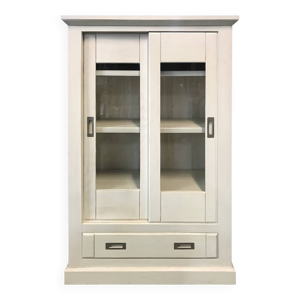 vitrine blanche en chêne