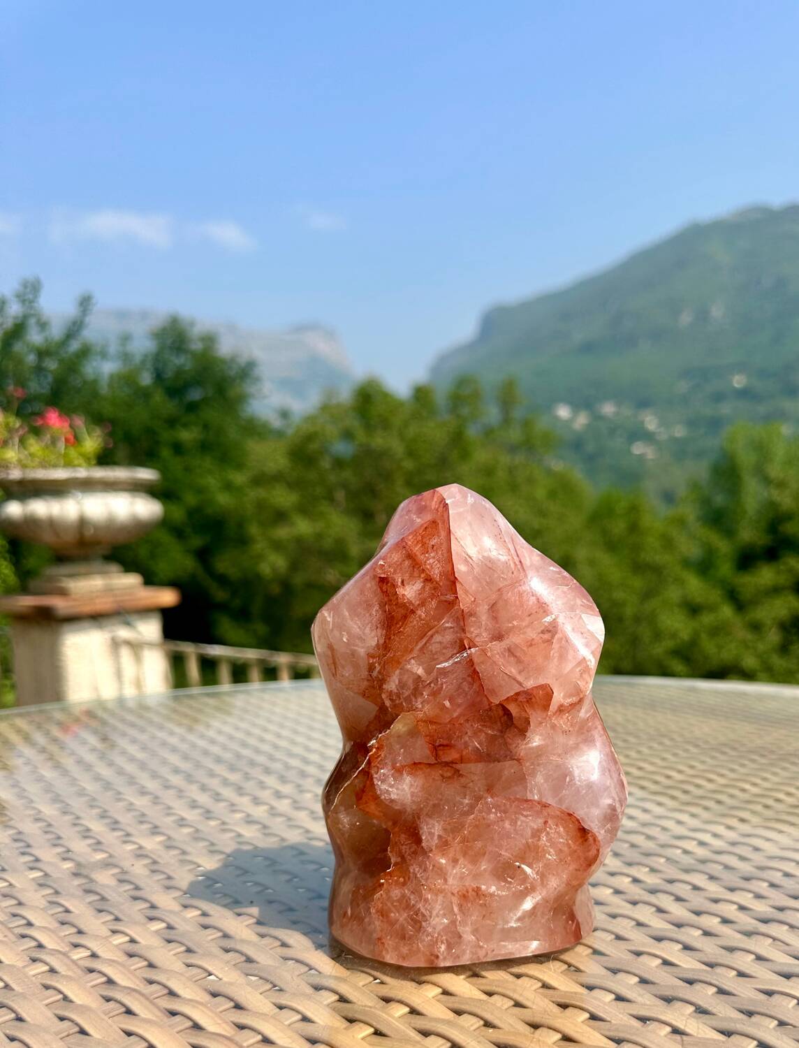 Hematoid Quartz Crystal Flame Sculpture