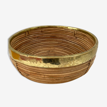 Basket in bamboo and brass from the 70s