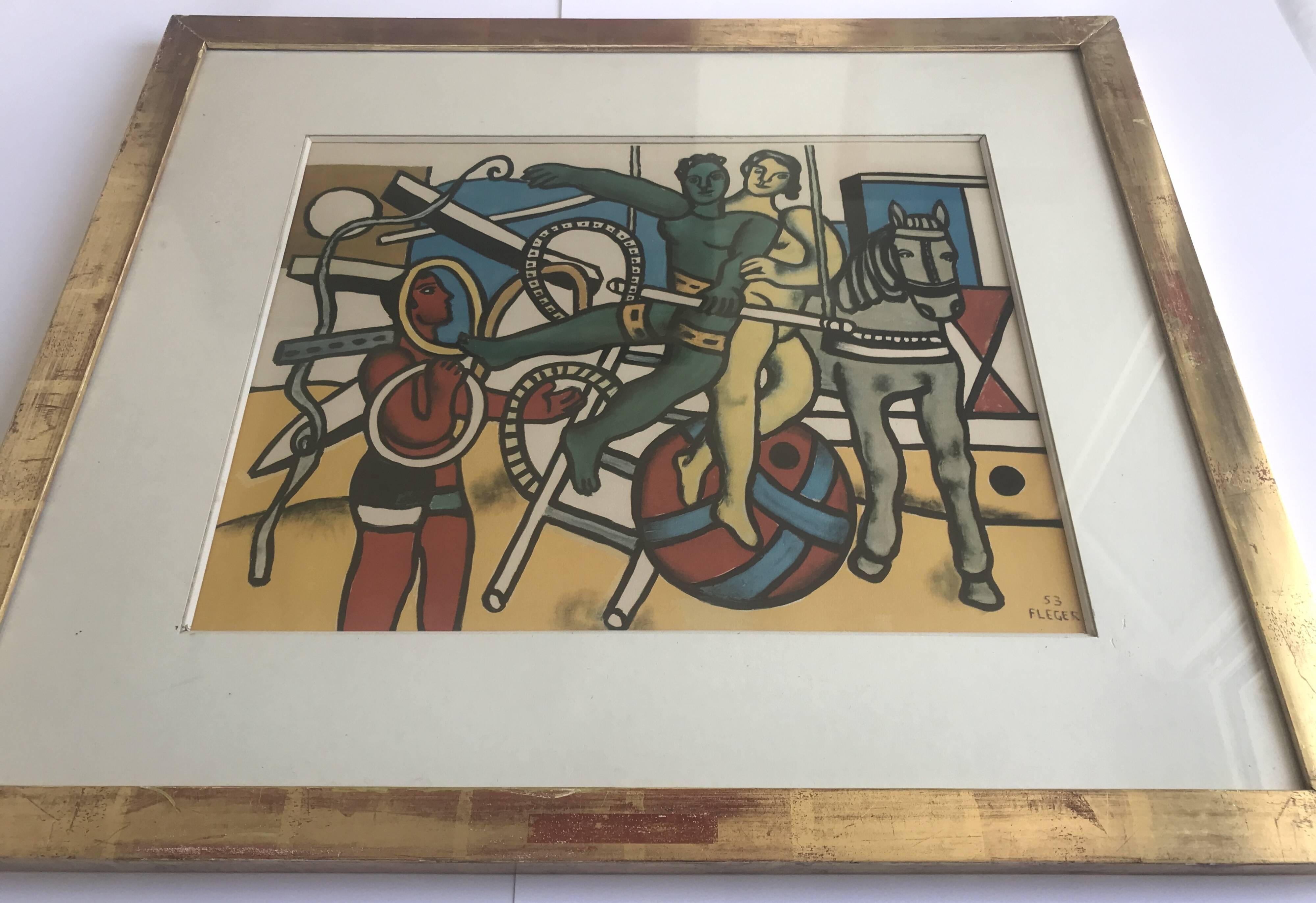 Fernand LÉGER (after) Circus scene. c. 1980. Framed photogravure