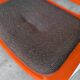 Vintage Overman Meblo Chairs: Orange & Brown Fabric, Stackable - Set of 2