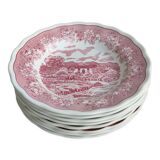 Set of 8 hollow plates landscapes iron earth