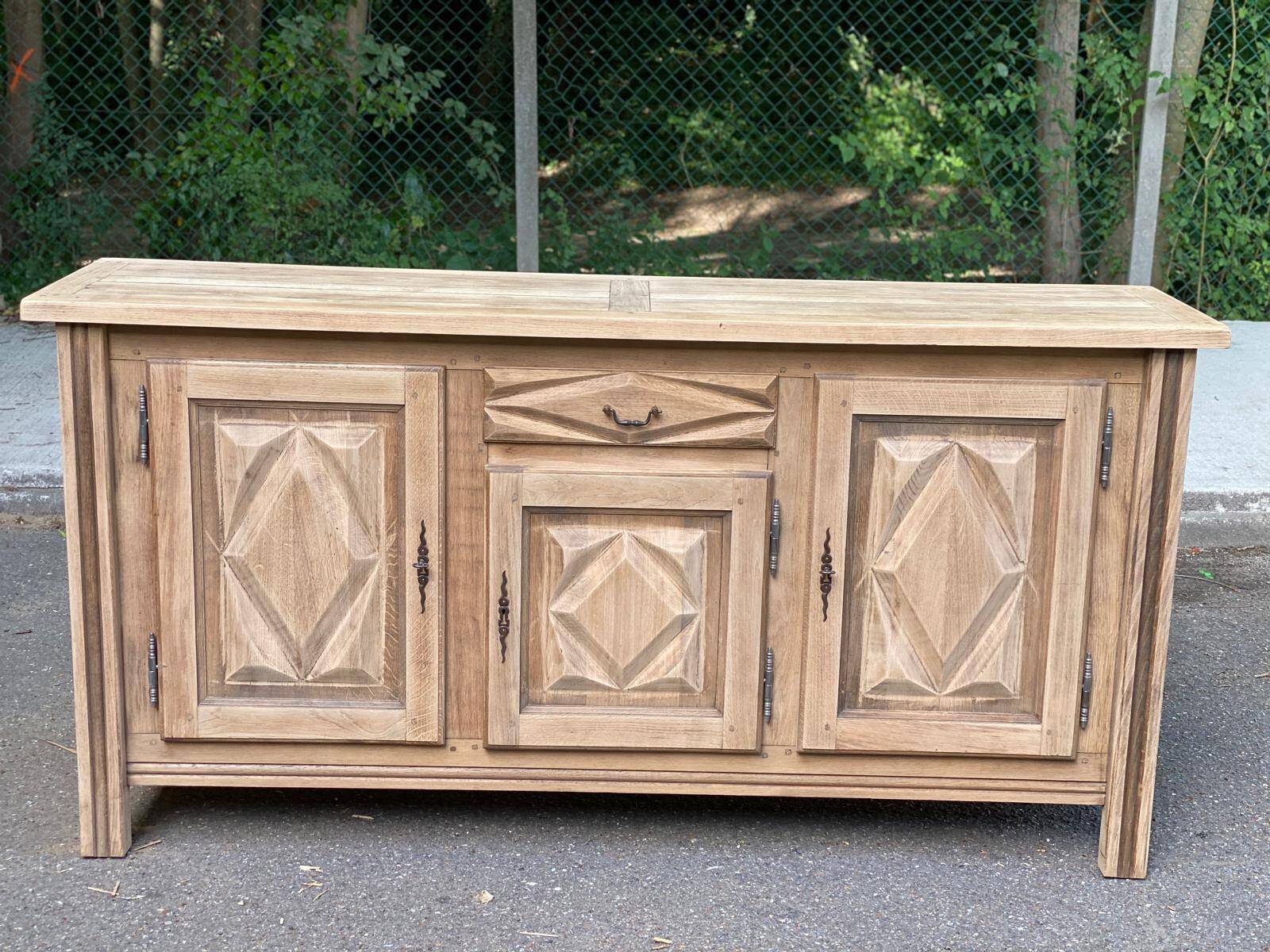 Brutalist art deco diamond-point sideboard 200cm