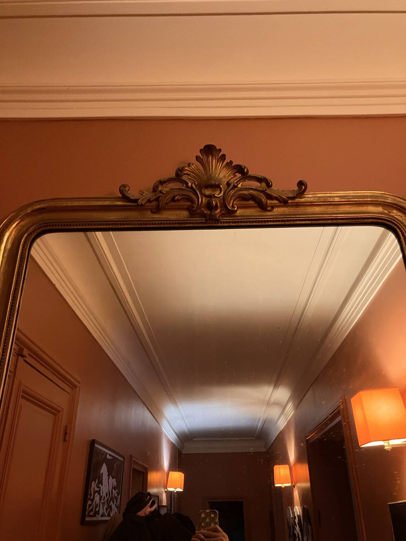 Antique gilded wooden mirror