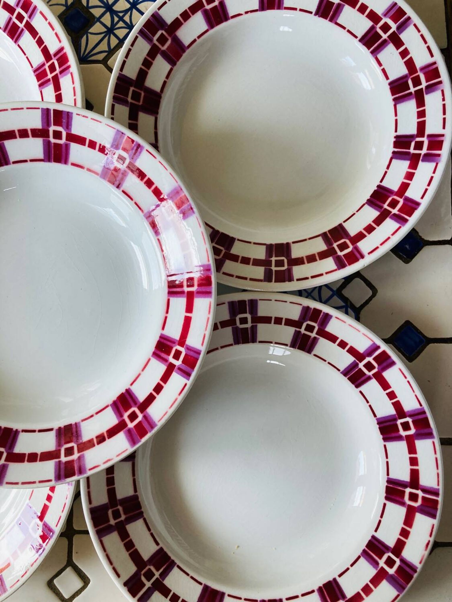 X7 assiettes creuses en faïence Stuart Moulin des loup- retro-cuisine- vintage