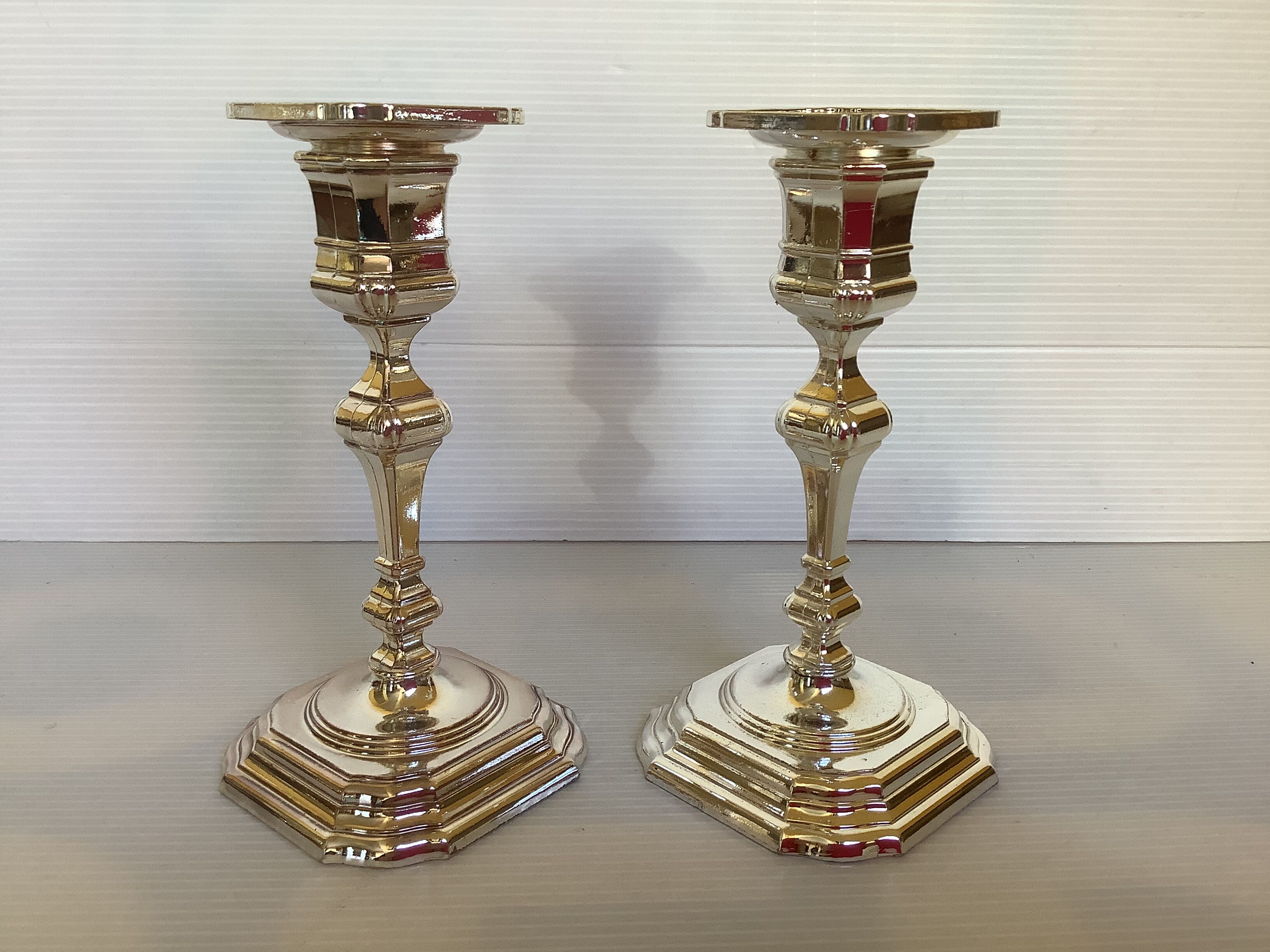 Pair of candlesticks silver metal W Germany