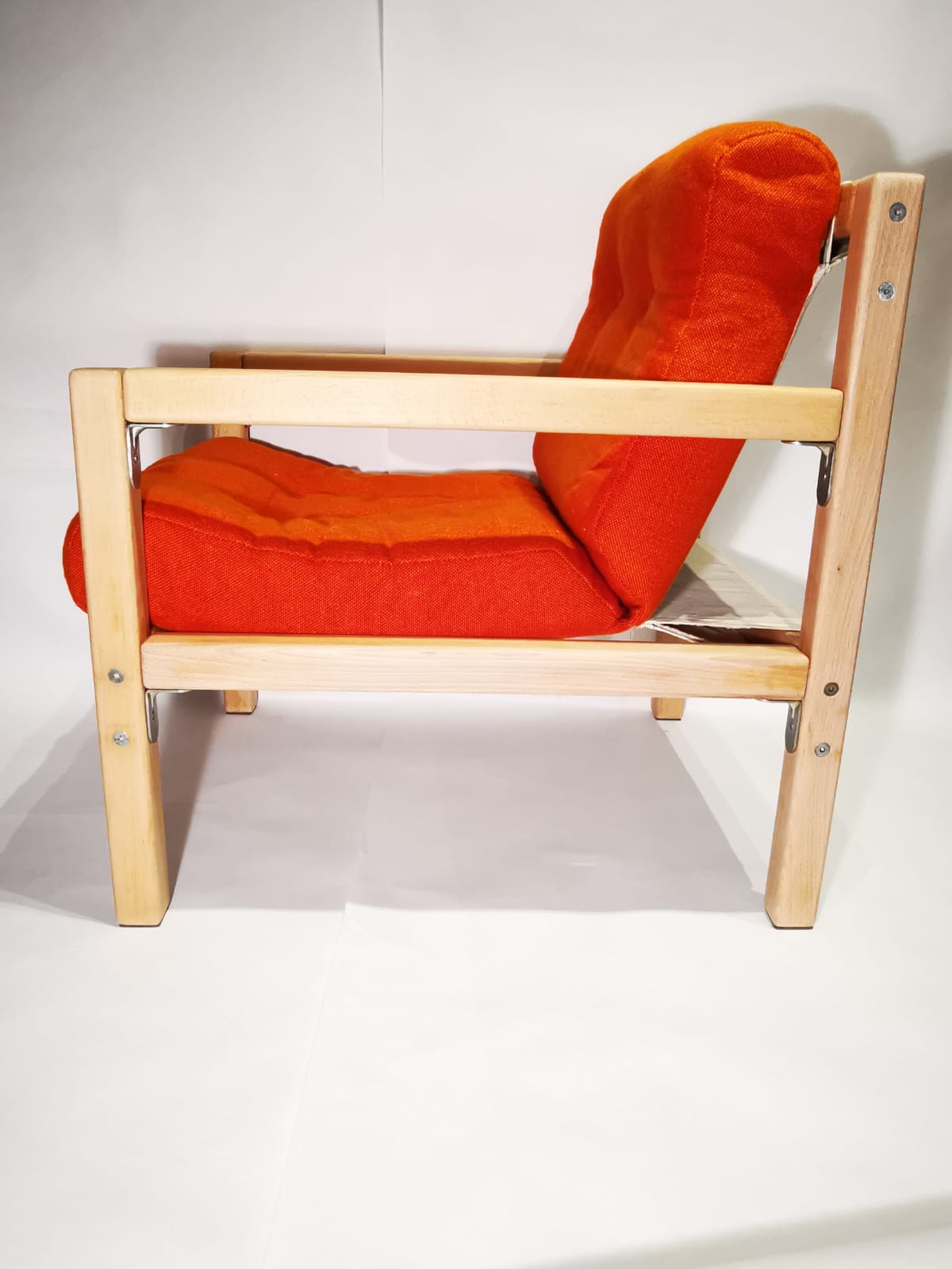 Fauteuil 1970 en tweed orange