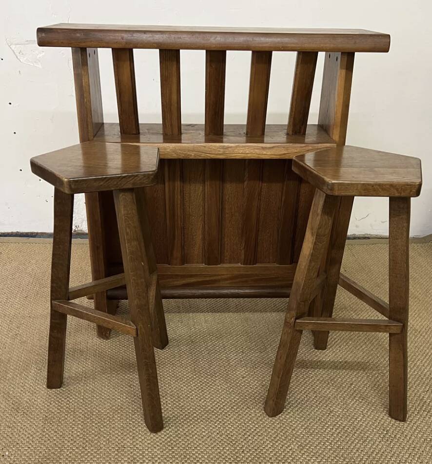 Vintage brutalist solid wood bar
