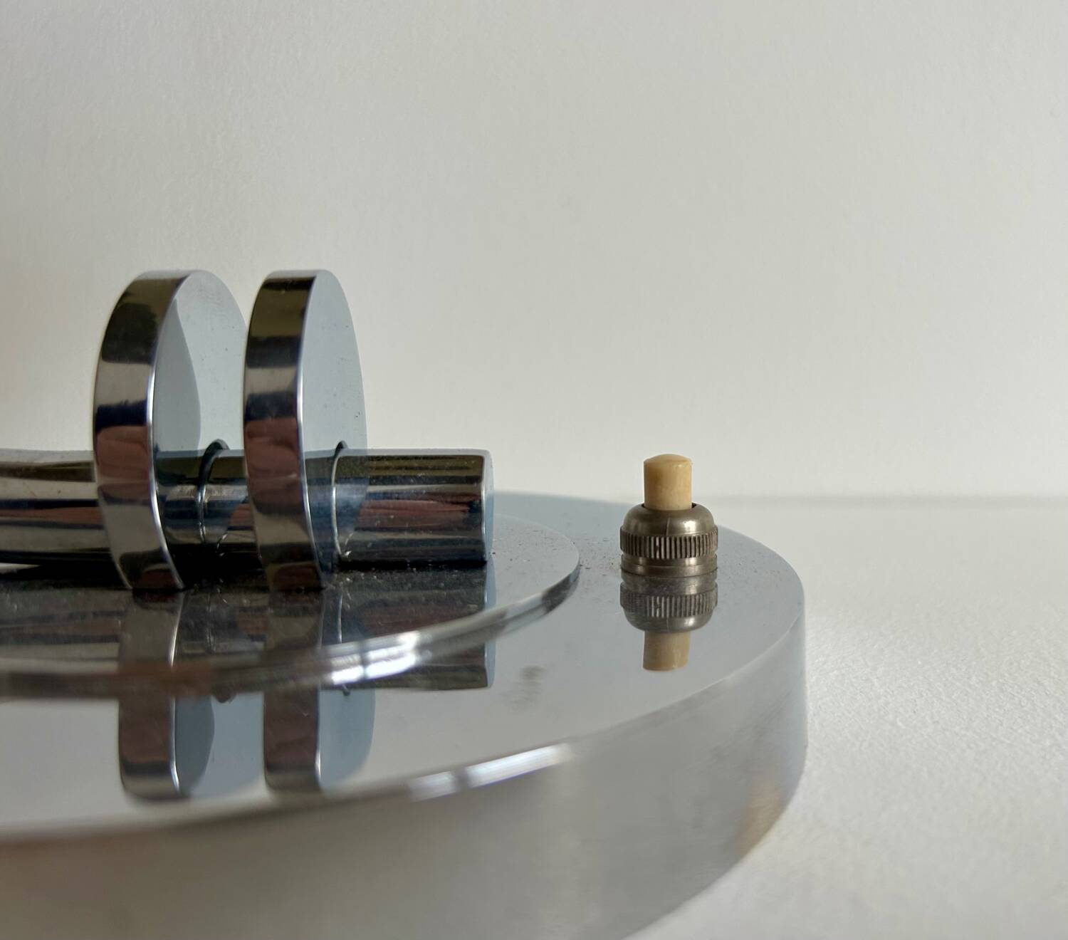 Vintage table lamp, modernist chrome metal, France 1930